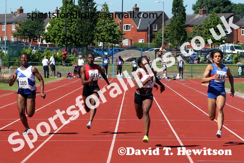 Womens under-20s 100 metres, 2021 Northern Senior and Under-20s Champs., Leigh. Photo: David T. Hewitson/Sports for All Pics